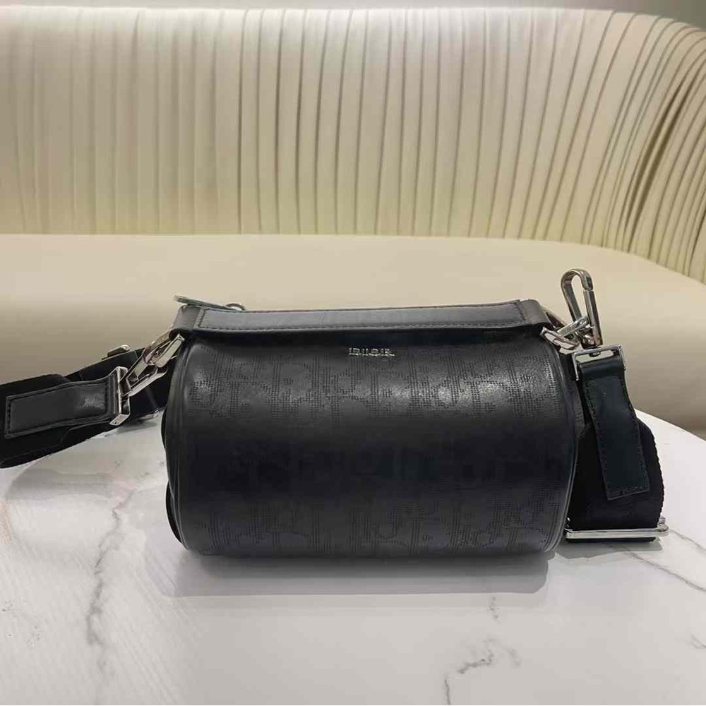 Dior Black Leather Barrel Bag
